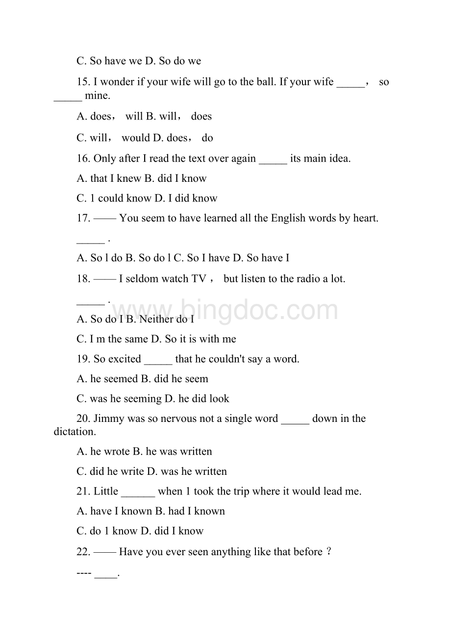 英语倒装句练习题及答案资料.docx_第3页