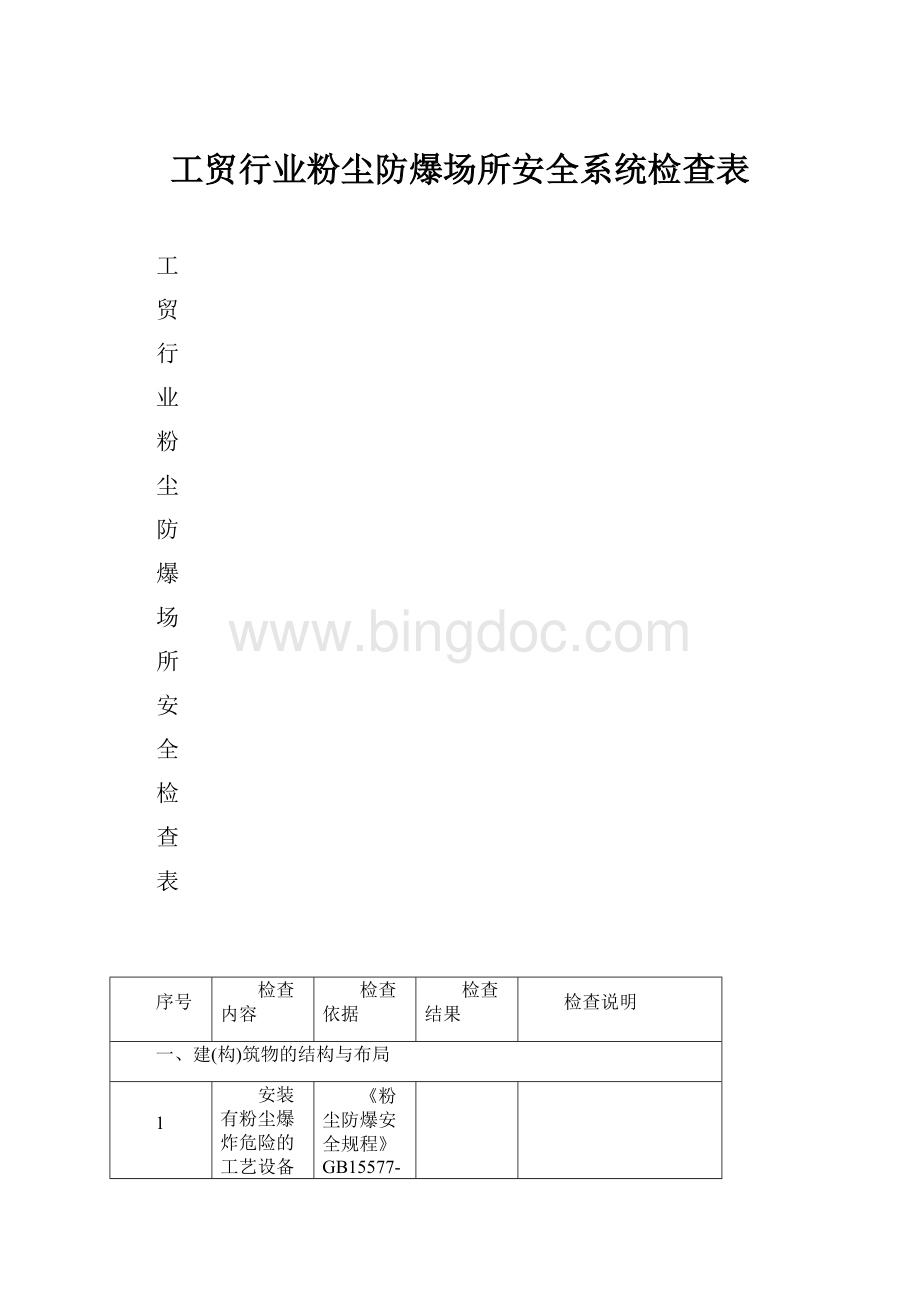 工贸行业粉尘防爆场所安全系统检查表.docx_第1页