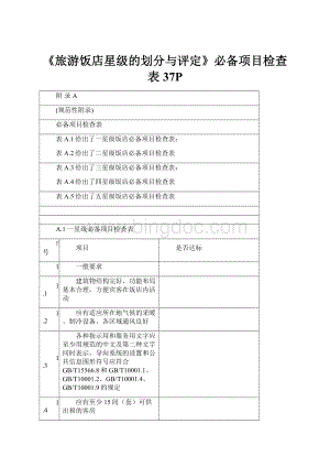 《旅游饭店星级的划分与评定》必备项目检查表37P.docx