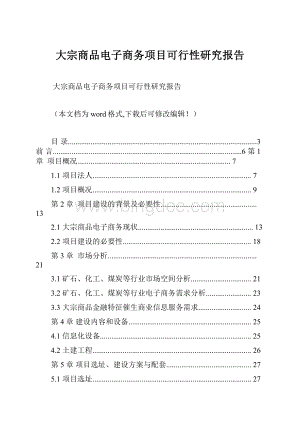 大宗商品电子商务项目可行性研究报告.docx