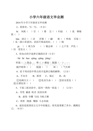 小学六年级语文毕业测.docx