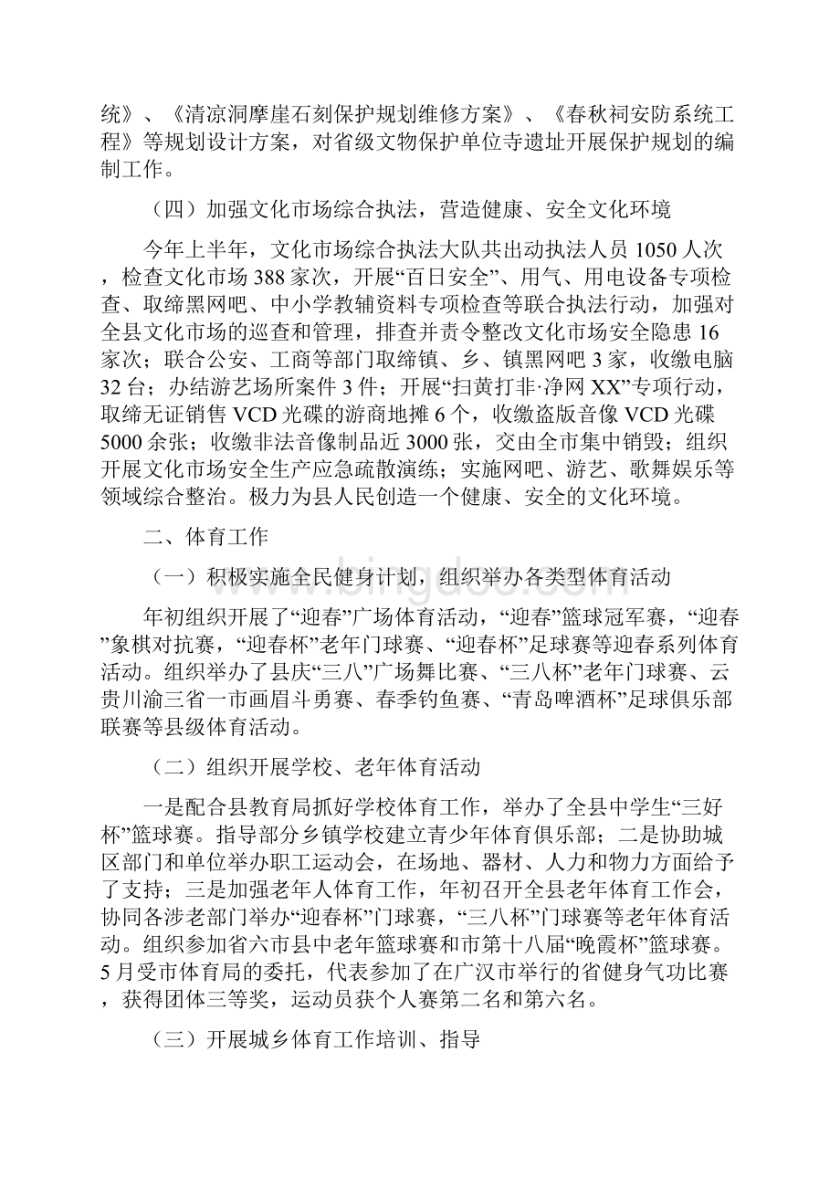 文体广电局半年工作总结.docx_第2页