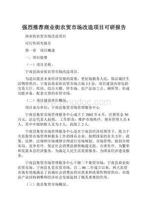 强烈推荐商业街农贸市场改造项目可研报告.docx