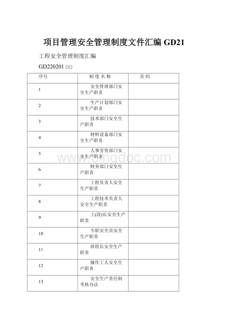 项目管理安全管理制度文件汇编GD21.docx_第1页