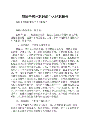 基层干部挂职锻炼个人述职报告.docx