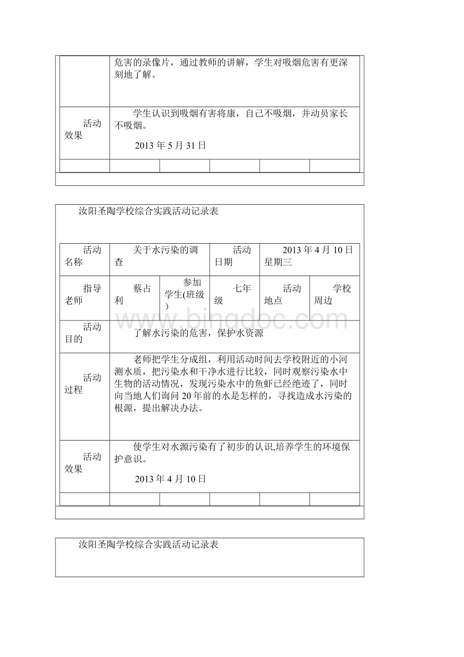 学校综合实践活动记录表模板范本.docx_第3页