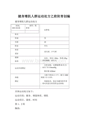 健身增肌人群运动处方之欧阳育创编.docx