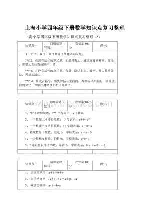 上海小学四年级下册数学知识点复习整理.docx