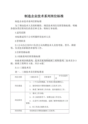 制造企业技术系列岗位标准.docx