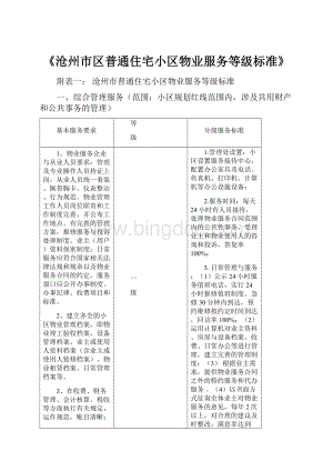 《沧州市区普通住宅小区物业服务等级标准》.docx