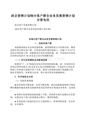 政企营销计划细分客户群全业务发展营销计划分册电信.docx