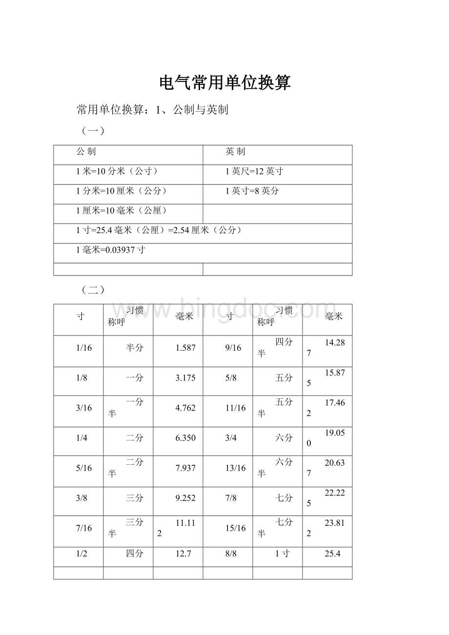 电气常用单位换算.docx_第1页