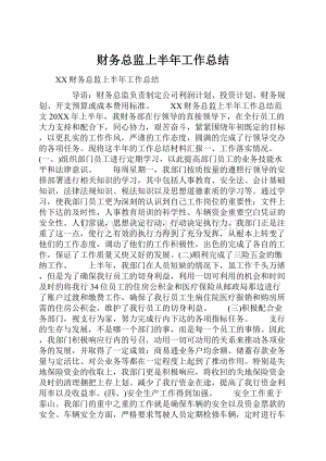 财务总监上半年工作总结.docx