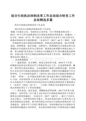 综合行政执法体制改革工作总结综合财务工作总结精选多篇.docx