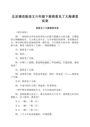 北京课改版语文六年级下册我看见了大海课堂实录.docx