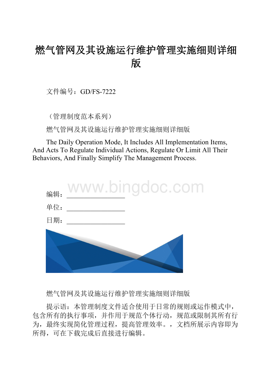 燃气管网及其设施运行维护管理实施细则详细版.docx