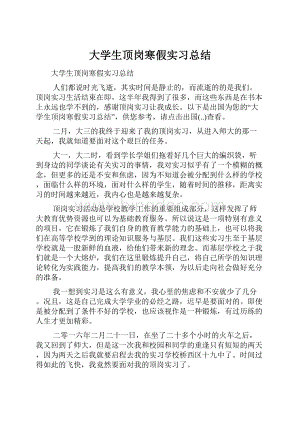 大学生顶岗寒假实习总结.docx