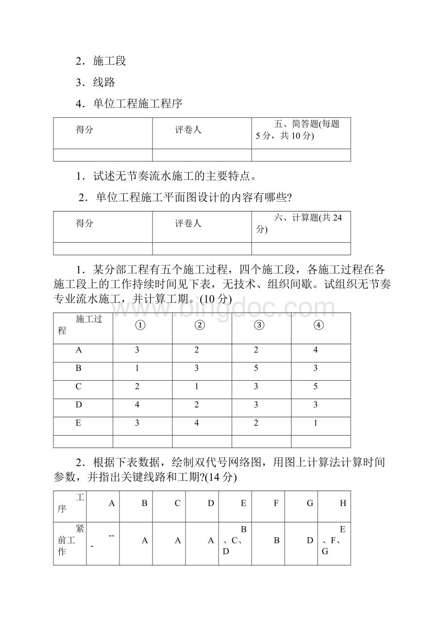 完整版施工组织与管理》模拟试题及答.docx_第3页