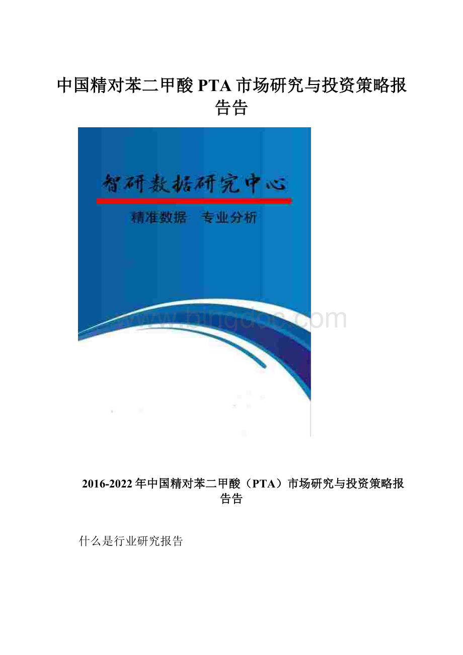 中国精对苯二甲酸PTA市场研究与投资策略报告告.docx