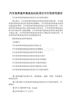 汽车保养套件黄油加注机项目可行性研究报告.docx