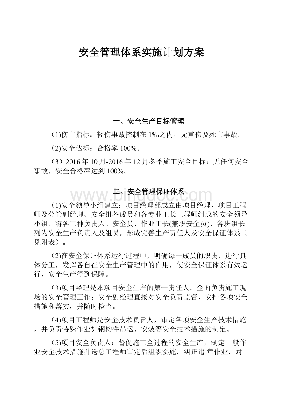 安全管理体系实施计划方案.docx