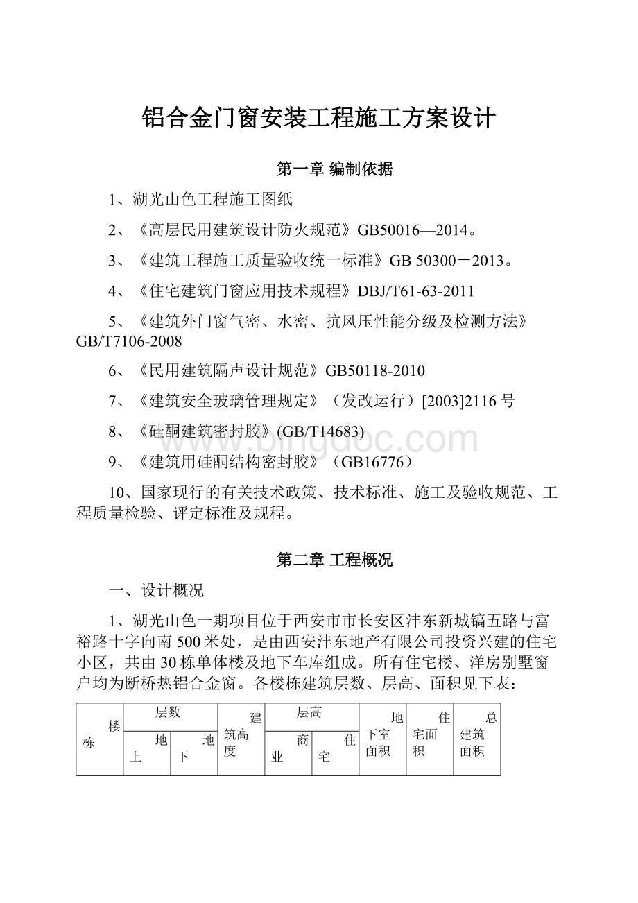 铝合金门窗安装工程施工方案设计.docx