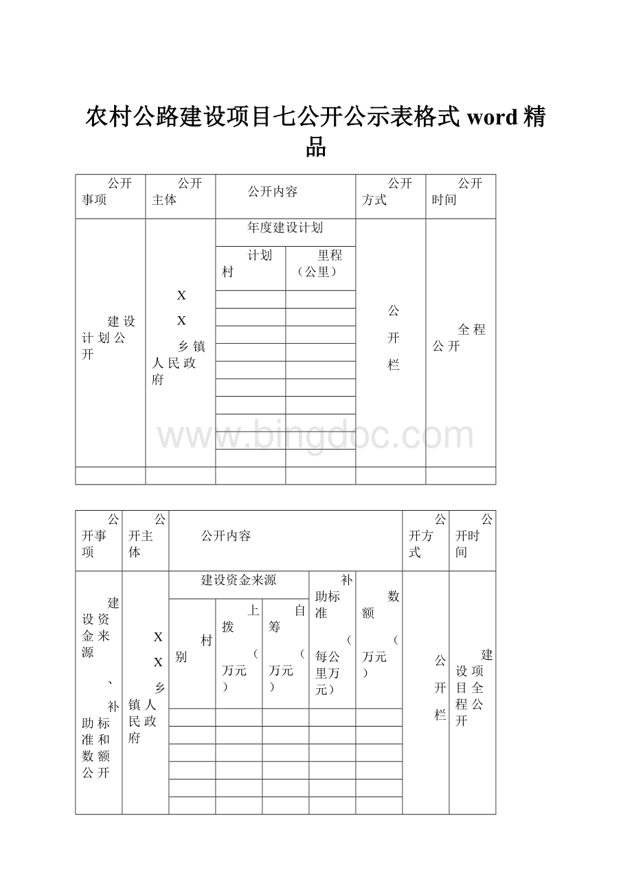 农村公路建设项目七公开公示表格式word精品.docx