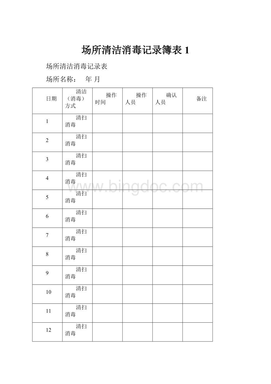 场所清洁消毒记录簿表1.docx