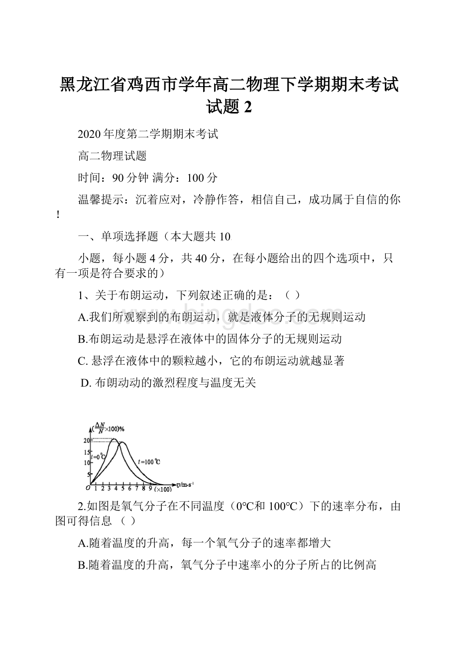 黑龙江省鸡西市学年高二物理下学期期末考试试题2.docx_第1页