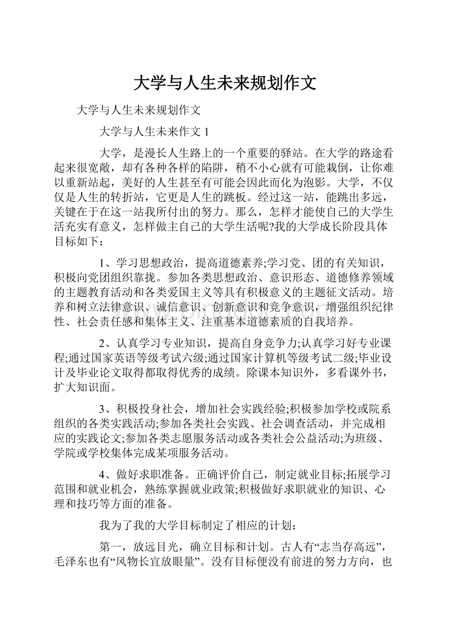 大学与人生未来规划作文.docx