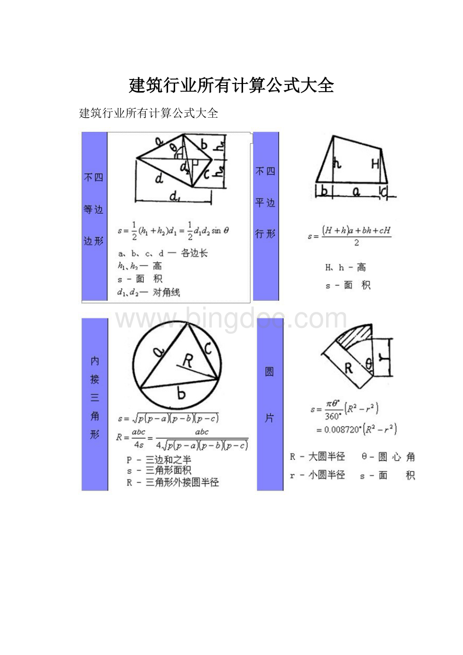 建筑行业所有计算公式大全.docx