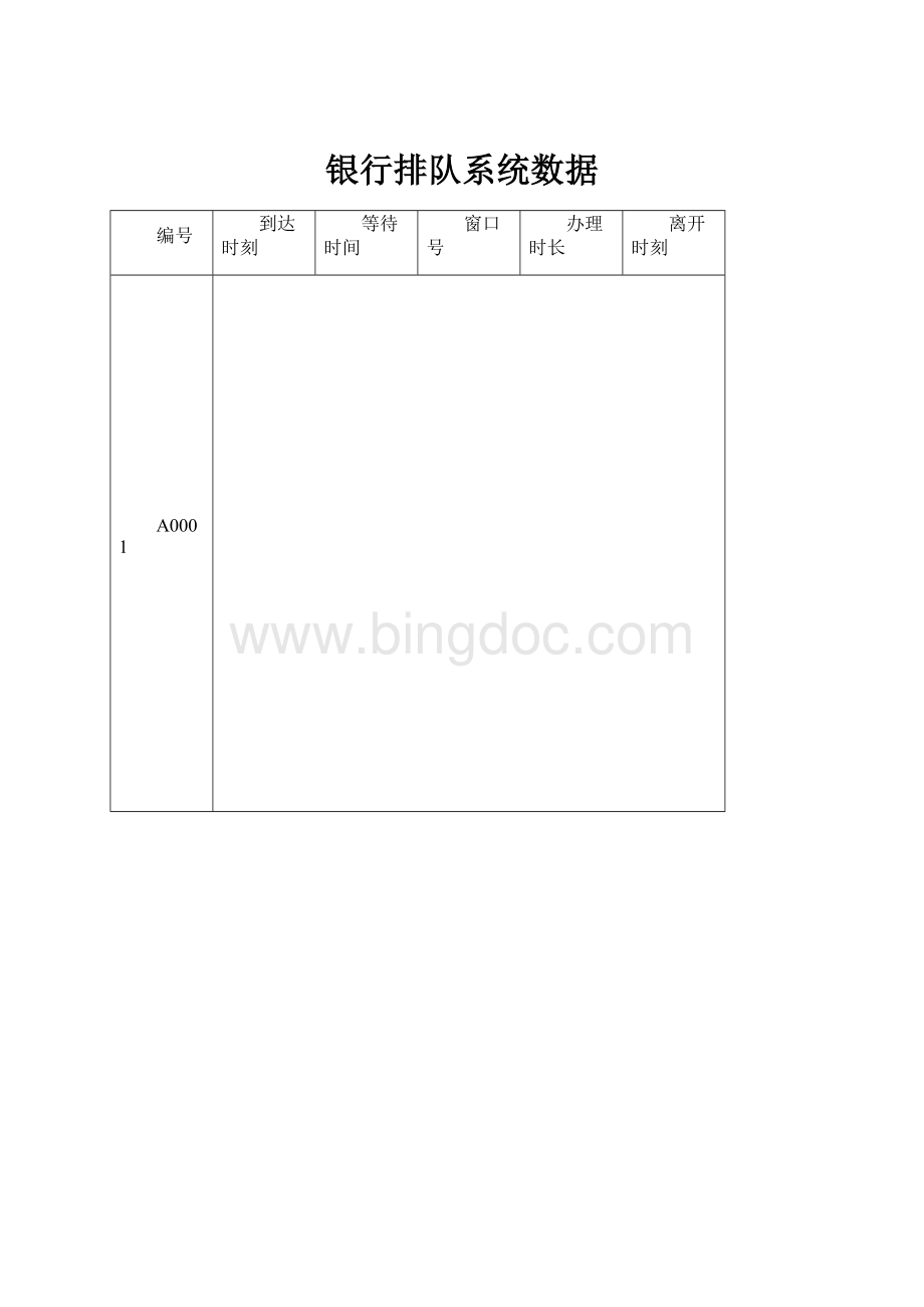银行排队系统数据.docx
