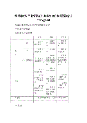 精华特殊平行四边形知识归纳和题型精讲verygood.docx