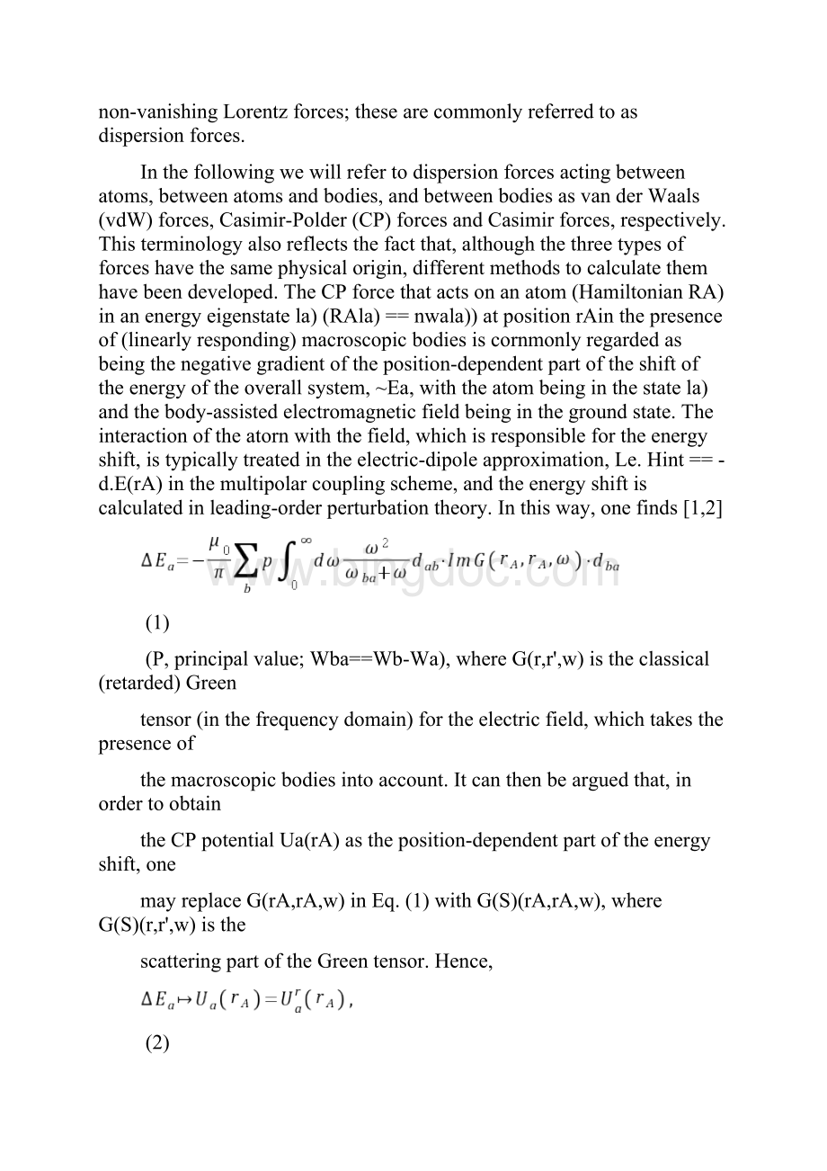 从宏观量子电动力学分析色散力毕业论文外文翻译.docx_第2页