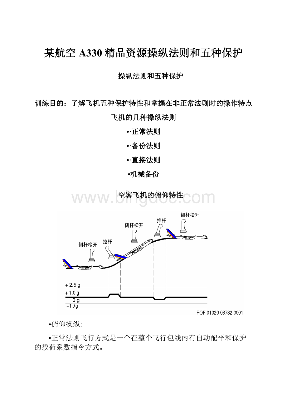 某航空A330精品资源操纵法则和五种保护.docx