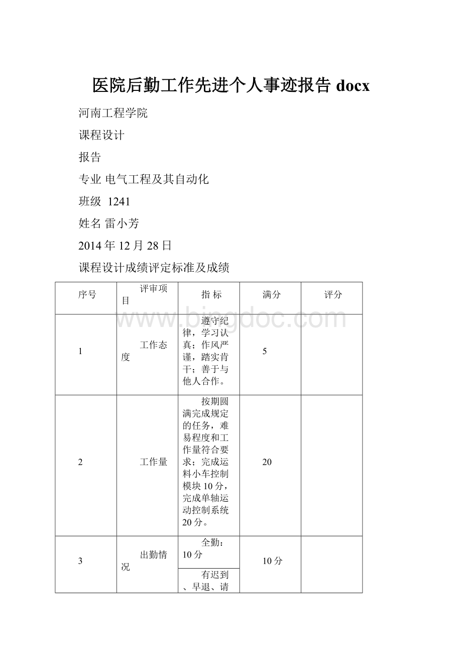 医院后勤工作先进个人事迹报告docx.docx_第1页