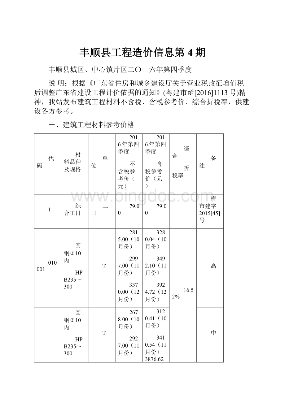 丰顺县工程造价信息第4期.docx_第1页