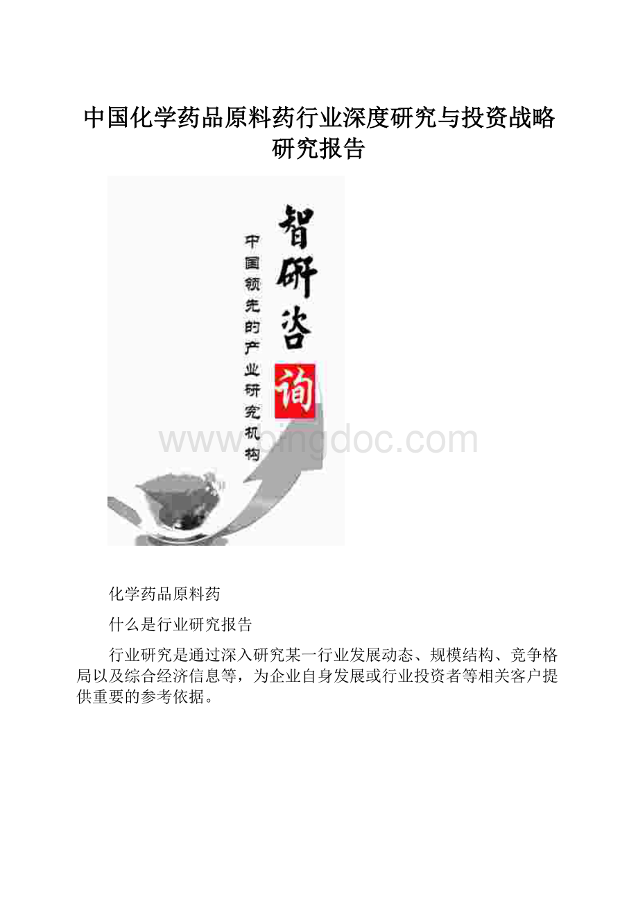 中国化学药品原料药行业深度研究与投资战略研究报告.docx