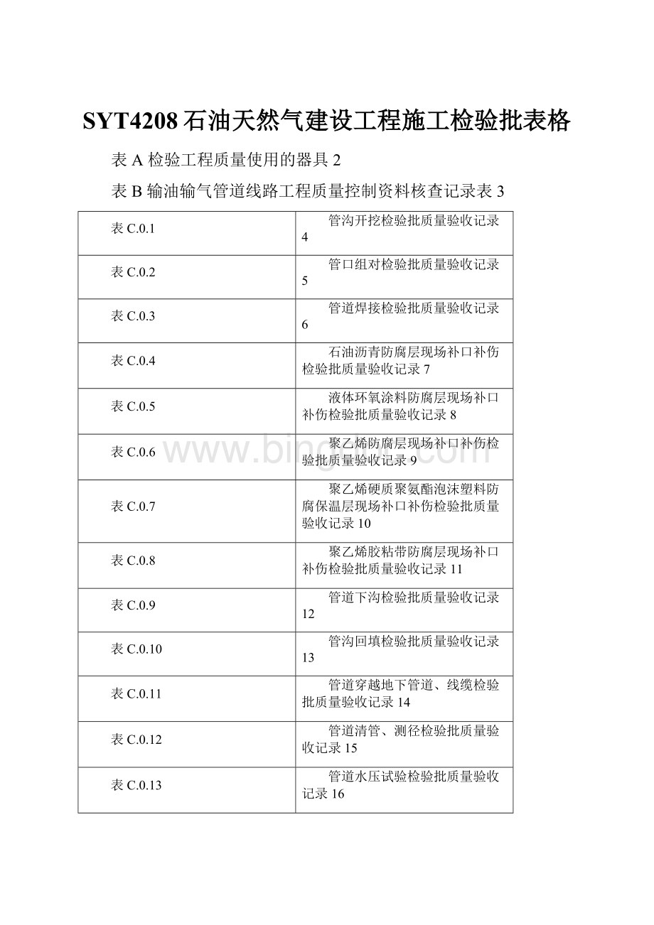 SYT4208石油天然气建设工程施工检验批表格.docx_第1页