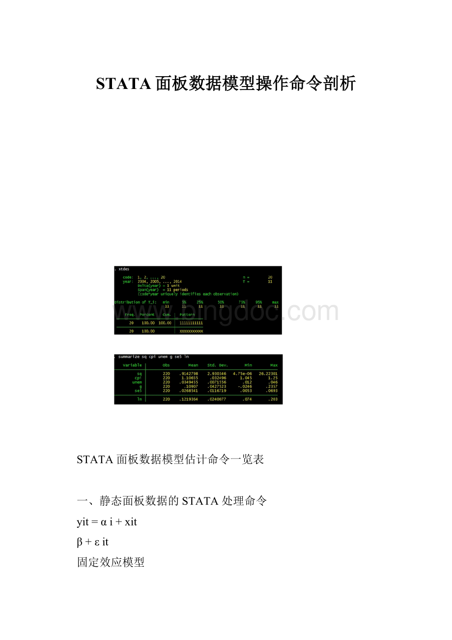 STATA面板数据模型操作命令剖析.docx_第1页