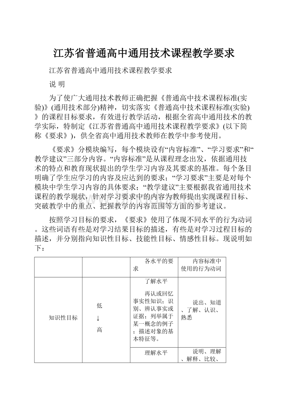 江苏省普通高中通用技术课程教学要求.docx_第1页