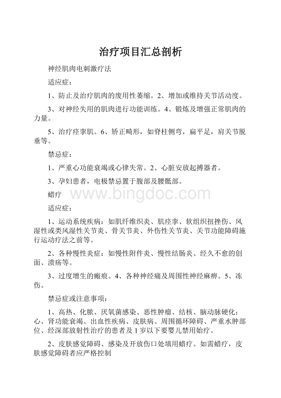 治疗项目汇总剖析.docx