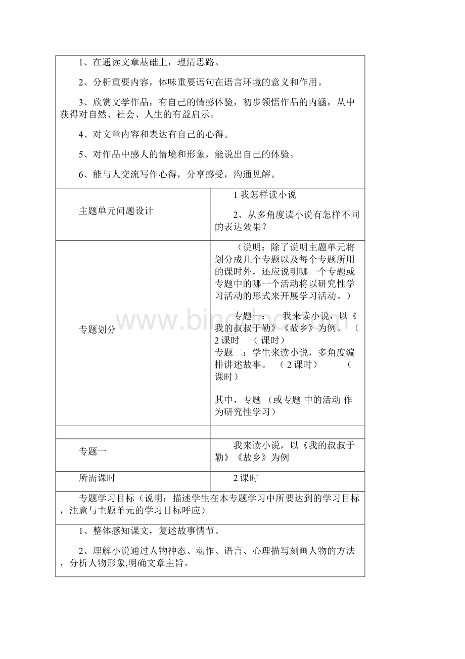 初中语文《中学生如何阅读小说》单元教学设计以及思维导图.docx_第3页