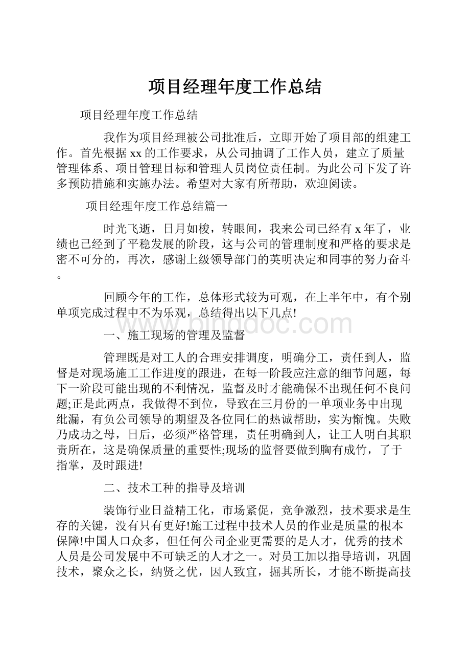 项目经理年度工作总结.docx