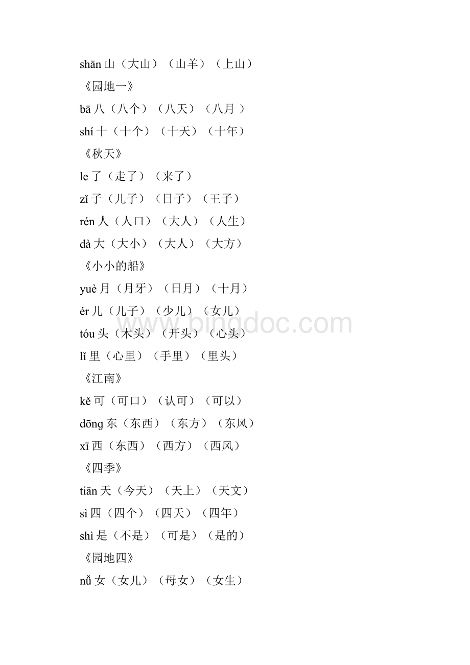 免费小学一年级语文上册生字组词+课文背诵大全.docx_第2页