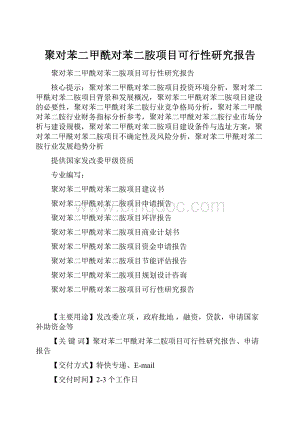 聚对苯二甲酰对苯二胺项目可行性研究报告.docx