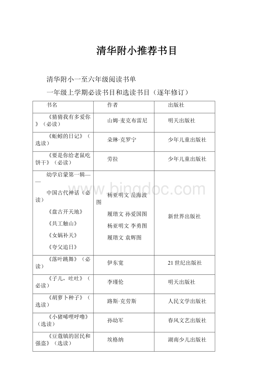 清华附小推荐书目.docx_第1页