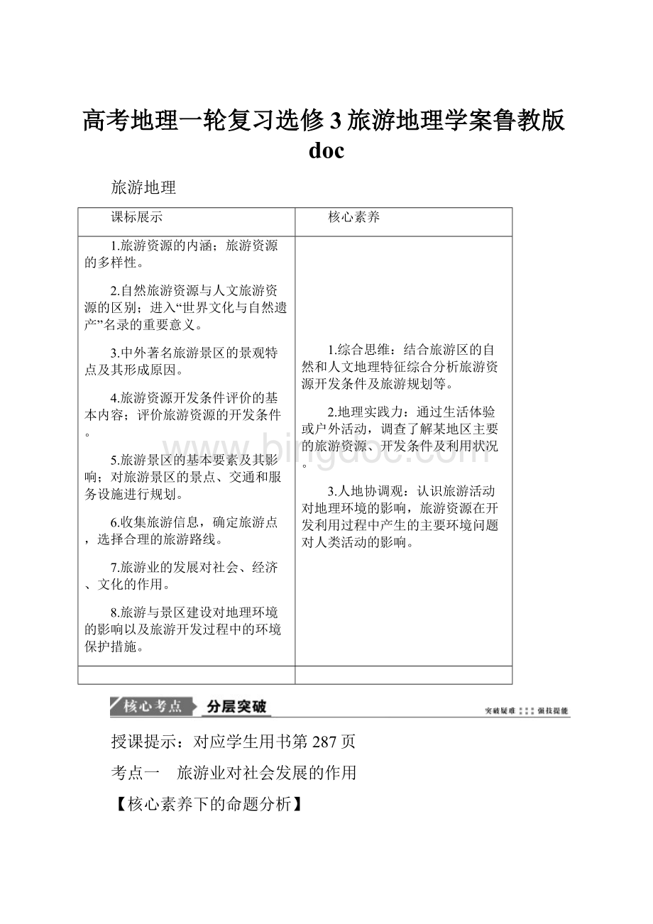 高考地理一轮复习选修3旅游地理学案鲁教版doc.docx_第1页