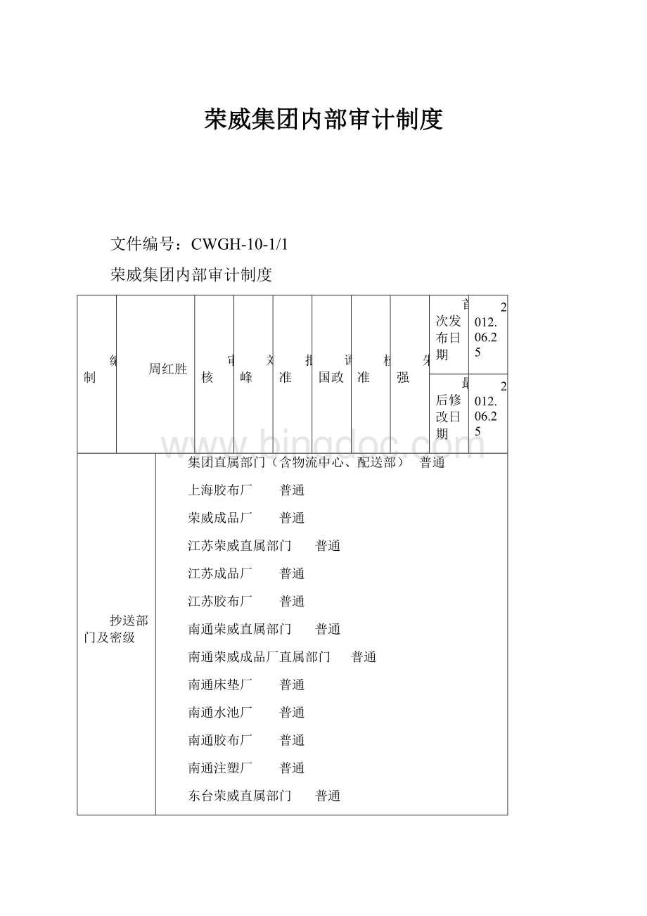 荣威集团内部审计制度.docx_第1页