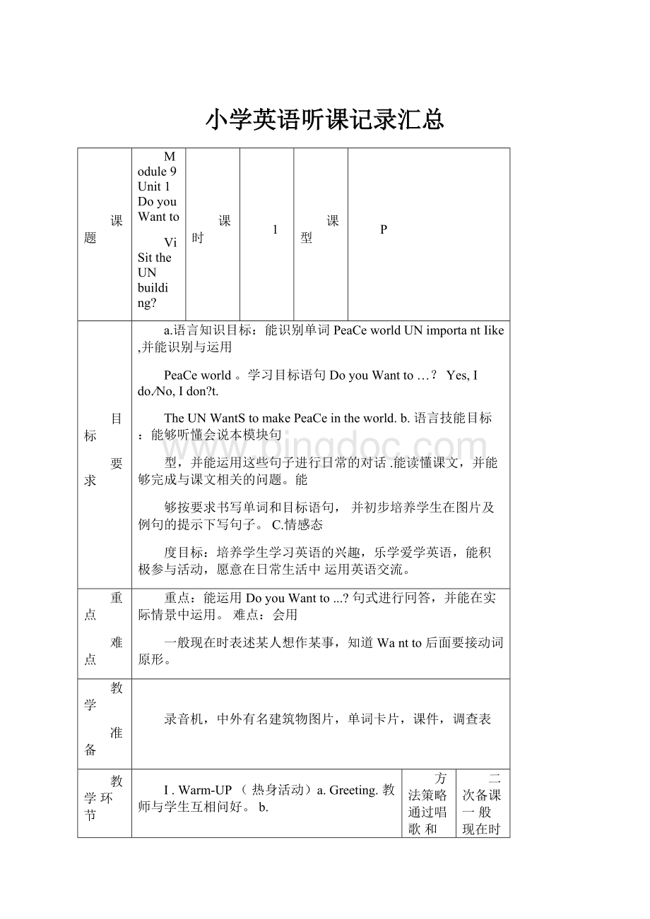 小学英语听课记录汇总.docx